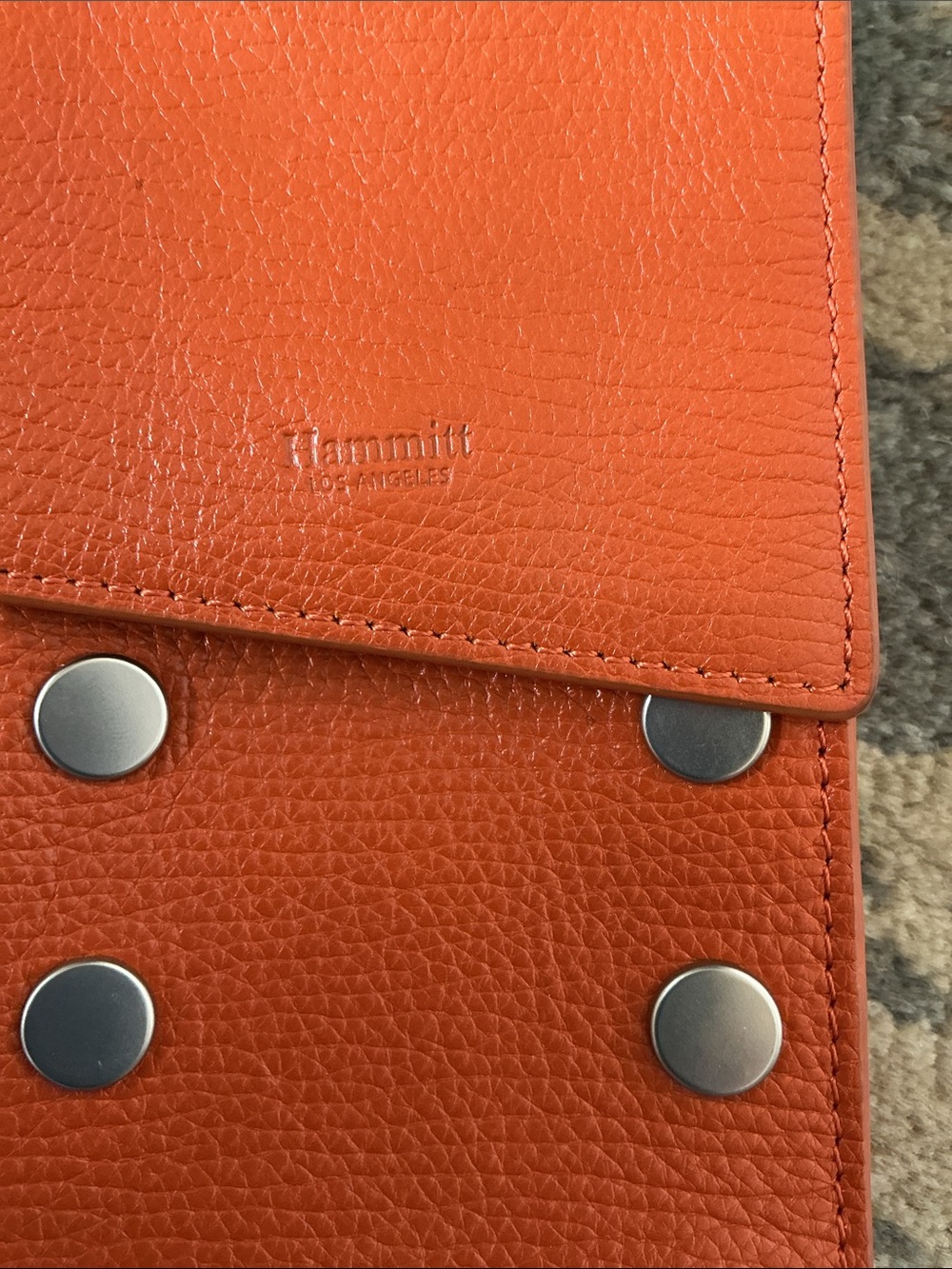 Hammitt Bright Orange Leather Phone Pouch with Studs - Picture 7 of 7